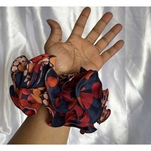 New Women Red Scrunchie Ruffled design Multicolor Polkadots - Picture 11 of 12